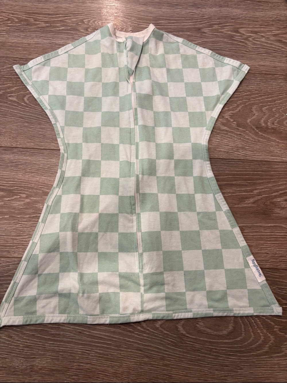 Kids Checkered Sleep Sack - Light Mint and White